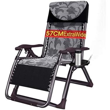 Imagem de Espreguiçadeira de jardim, espreguiçadeira dobrável, espreguiçadeira de pátio com gravidade zero, reclinável ajustável ao ar livre, acampamento, portátil, para pessoas pesadas, com almofadas, cadeira