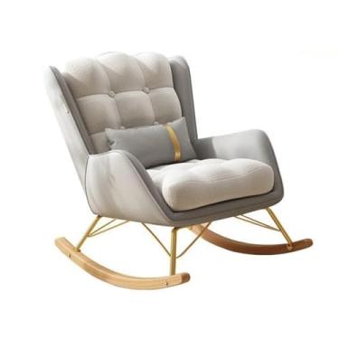 Imagem de Cadeira de balanço para sofá de lazer, poltrona reclinável de meados do século com assento largo e travesseiro lombar, cadeira lateral de destaque para sala de estar (cinza claro 1 sem)