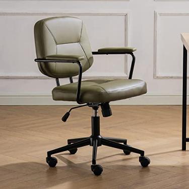 Imagem de Cadeira de escritório para jogos, cadeira de computador, cadeira de escritório ergonômica com rodas, cadeira executiva de couro PU, cadeira de computador moderna, encosto médio, cadeira reclinável