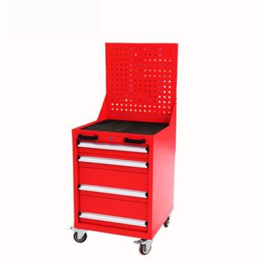 Imagem de JYXYXSCP Armário de ferramentas de rolamento de 4 camadas para oficina de serviço pesado para oficina mecânica, carrinho de oficina, com alças e rodas (vermelho)