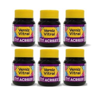 Imagem de Kit 6 Verniz Vitral Acrilex Violeta 516 37ml – Transparente e Brilhante para Vidro, Copos, Garrafas, Vasos, Cerâmica e Porcelana – Efeito Vitrais Profissional