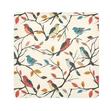 Imagem de SEHANY Saco de maquiagem de pano autoadesivo colorido flores primavera pássaro mágico protetor portátil para lente de câmera envoltório cosmético, bolsa de maquiagem aberta para mulheres, itens