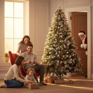 Imagem de Árvore de Natal Dakota 210cm Grande Pinheiro Nevado Pinhas - MultiA