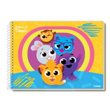 Imagem de Caderno De Desenho Espiral Capa Dura Universitário Bolofofos 80 Folhas Credeal Estampa 1