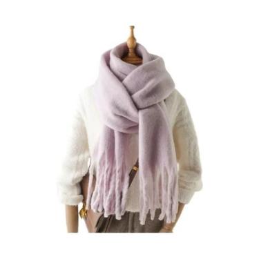 Imagem de Xales Femininos De Inverno Quentes E Grossos, Pashminas De Cor Sólida,
