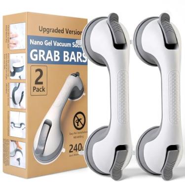 Imagem de Pacote com 2 barras de apoio para alça de chuveiro, produtos de assistência a idosos, segurança de barra removível para idosos, alças de ventosa para banheiras e chuveiros/banheiro/paredes, corrimãos