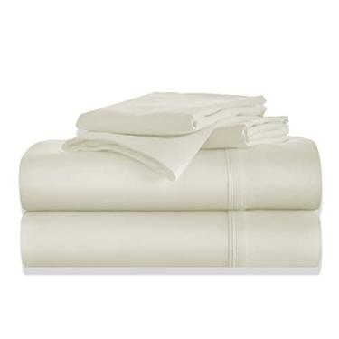 Imagem de El Lecho Jogo de cama Queen 1000 fios 100% algodão egípcio luxuoso 4 peças, bolso extra profundo, cetim trançado respirável e refrescante, macio, aconchegante - marfim sólido Queen