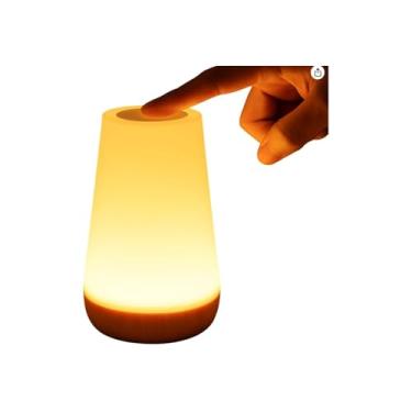 Imagem de Luminária LED Decorativa com USB, Recarregável, 3 Temperaturas de Cor, Toque Sensível, 10cm x 2,5cm, Portátil, Plástico, 250g