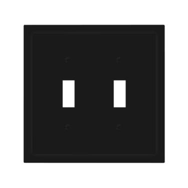 Imagem de WUYOCHA Placa decorativa para interruptor de luz preta, 2 portas, placas de parede com interruptor duplo para tomadas elétricas, placas frontais para quarto, cozinha, decoração de casa
