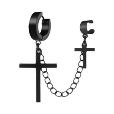 Imagem de 1 brincos femininos de aço inoxidável com pingente de cruz punk elegan