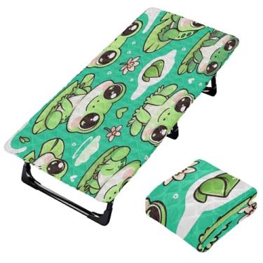 Imagem de Burbuja Lençol de berço de sapos fofos para crianças, lençol de cochilo acolchoado portátil com faixa elástica para meninas e meninos, lavável na máquina, 63,5 x 127 cm