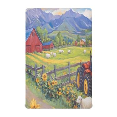 Imagem de xigua Lençol de berço com elástico de trator vermelho fazenda para meninas e meninos, macio e respirável, adequado para berço padrão e cama infantil 71 x 132 cm