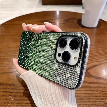 Imagem de Capa de celular com strass gradiente de diamante e glitter brilhante para iPhone 16 15 14 Pro Max 13 12 11 X XS 7 8 Plus, capa à prova de choque, verde, para iPhone 11 Pro