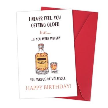 Imagem de Cartão engraçado de aniversário de uísque, 20 x 13 cm, cartão de presente de feliz aniversário, humor com envelope para ele, homens, marido, amigo, saudação, 40, 50, 60, 70, 80, decoração de festa