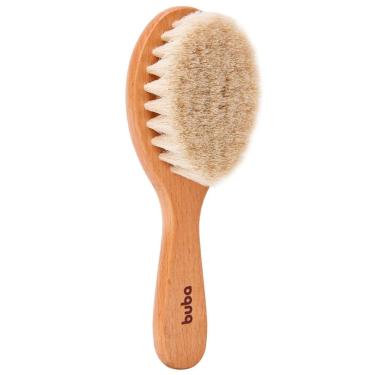 Imagem de Escova de Cabelo para Bebê +0m Madeira Ecológica Cerdas Naturais Lã Macias Buba