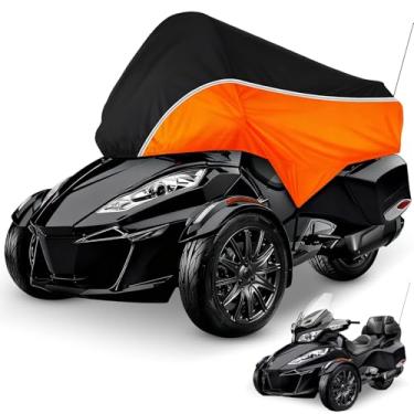 Imagem de XYZCTEM Capa Can-Am Spyder RT, meia capa de proteção solar e calor à prova d'água para ambientes externos, compatível com Can-Am Spyder RT 2020+ Limited, preto e laranja