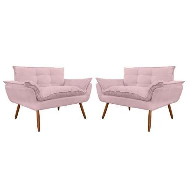 Imagem de Kit 02 Namoradeira Poltrona Sofá decorativa 02 Lugares Opalla Pés Pali