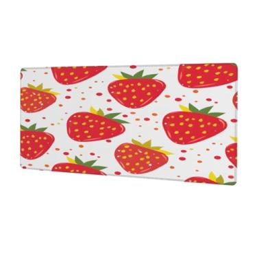 Imagem de Tapete de mouse grande de frutas, morango, bolinhas, fofo, impermeável, protetor de mesa estendido para computador, base de borracha antiderrapante para escritório, computador, teclado, laptop e mesa