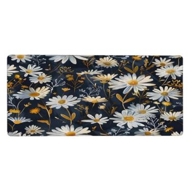 Imagem de Tapete de mouse retrô de margarida grande, impermeável, protetor de mesa estendido para computador, base de borracha antiderrapante para escritório, computador, teclado, laptop e mesa de casa, 89,9 x