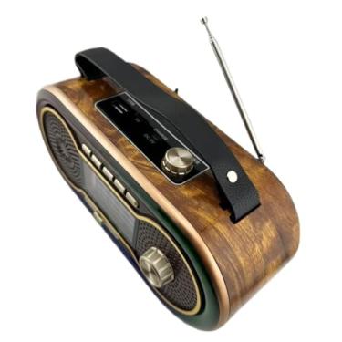 Imagem de Caixa De Som Rádio Retrô Am Fm Bivolt Pen Drive Bluetooth RGB AD-3339(AD3338 madeira-marrom)