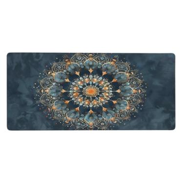 Imagem de Tapete de mouse grande com flor de mandala boêmia, impermeável, protetor de mesa estendido para computador, base de borracha antiderrapante para escritório, computador, teclado, laptop e mesa de casa