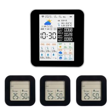 Imagem de Luocute Monitor de Qualidade do Ar WiFi, Estação Meteorológica Com 3 Sensores para Umidade de Temperatura Interna e Externa, Compatível Com Aplicativo Com Previsão (2CO23 branco com 3 receptores