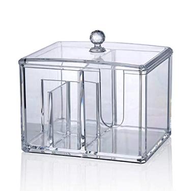 Imagem de Dioche Almofadas de Algodão Caixa de Armazenamento Titular Cotonete de Algodão 4 Grade Acrílico Cosméticos Organizador pó Puff Recipiente Batons Caixa de Armazenamento Cosméticos