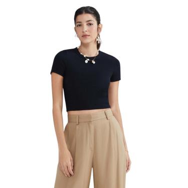 Imagem de Blusa Hering Feminina Cropped Em Ribana Canelada-Feminino