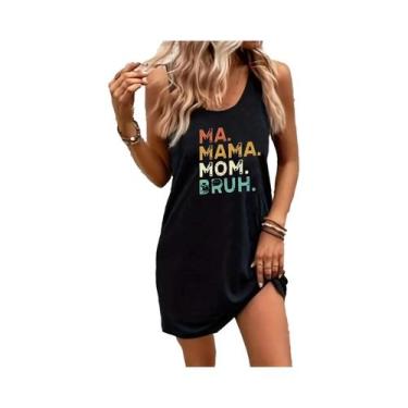 Imagem de Vestido Mini Sem Mangas Feminino Verão Sexy Preto Estampado Solto - NO