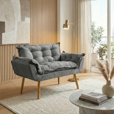 Imagem de Namoradeira Decorativa Para Sala Recepção Consultório Escritório Manicure Alice Suede