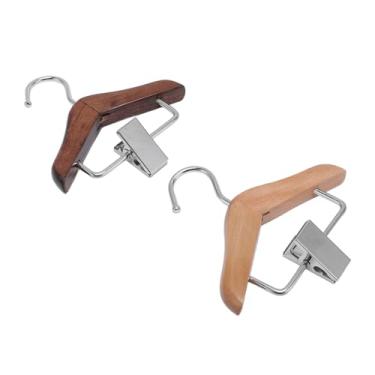 Imagem de GEERYZHE 2 cabides para exibição de arte de unhas de madeira maciça, aço inoxidável, suporte para pendurar cartão colorido com prendedor de roupa, mini cabide para roupas de animais de estimação