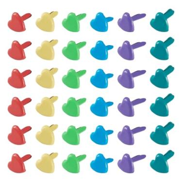 Imagem de Magibeads 100 peças de prendedores de ferro, prendedores de papel, artesanato, em forma de coração, misturados aleatoriamente, 6 cores, brad, mini brads para artesanato faça você mesmo, alfinetes