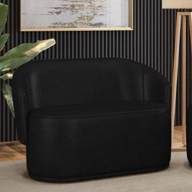 Imagem de Sofá 2 Lugares Namoradeira Orgânica Para Sala Malu Sintético Pu M11 - D`rossi Preto