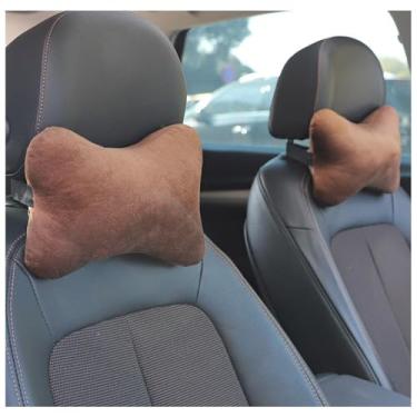 Imagem de SPXMQSS Almofada cervical e pescoço almofada encosto de cabeça carro almofada ergonómica almofadas cerâmicas para dormir confortável e respirável castanho 2 unidades