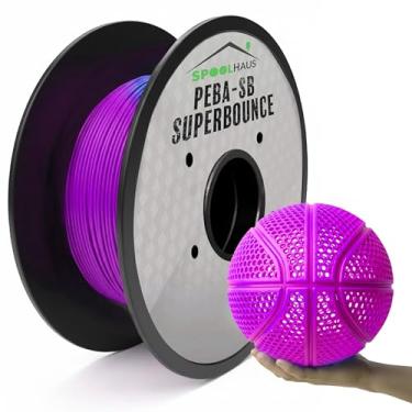 Imagem de Filamento PEBA Filamento Flexível de Alta Rebote Super TPU Resistência à Base de Nylon 1,75 mm 78% Retorno de Energia Bouncy Airless Basquete Leve Impressora 3D Filamento SpoolHaus Superbounce (roxo