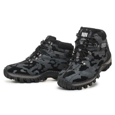 Imagem de Bota Coturno Masculino Adventure Americano em Couro Camuflado Polo Urban-Masculino