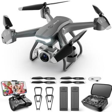 Imagem de 4DRC Drone profissional V14 com câmera dupla 1080p, mini drone HD FPV dobrável com 2 baterias, controle de voo de trajetória, uma tecla de decolagem/terra, presentes de brinquedos para adolescentes e