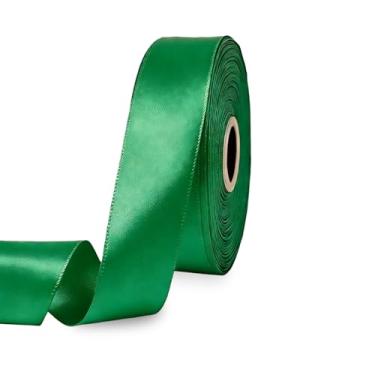 Imagem de ZHIAXTON Fita verde de 2,5 cm, fita de cetim verde de face única de 60 metros para embrulhar presentes, buquê de flores, laços feitos à mão, guirlanda de rosas, artesanato, aniversário, decoração de