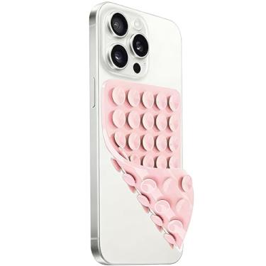 Imagem de Suporte de telefone de sucção dupla face de silicone, aderência adesiva removível para celular, acessório de selfie e vídeo mãos-livres, suporte de sucção de telefone TikTok tendência para iPhone e