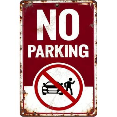 Imagem de Zckjnoi Sinais de metal sem estacionamento para fora, 30 x 20 cm, placa de entrada de automóveis não bloqueia, placas de estacionamento reservadas, auxílio de estacionamento de garagem, placas de