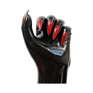 Imagem de Luvas Zentai De Látex Malaio Pretas De 0,4mm Com Unhas Afiadas Para Fa