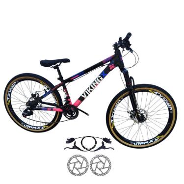 Imagem de Bicicleta 26 VikingX T25 24v Freios Hidraulicos Avançado Pneu Aro 26 Balão Faixa Amarela-Unissex