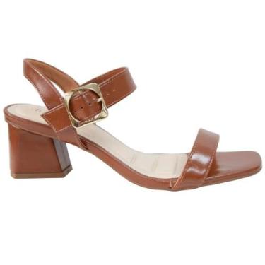 Imagem de Sandália bebecê salto bloco fivela t5260-078, Pecan napa, 38