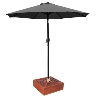 Imagem de Kit Ombrelone Guarda Sol 3m Articulado Cinza com Base Revestida Madeira Jardim Piscina Praia - AMZ