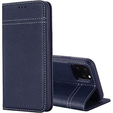 Imagem de FULNES Capa de telefone flip com função Stend, capa fólio de couro à prova de choque para Apple iPhone 14 Plus (2022) 6,7 polegadas [suporte de cartão] (cor: azul)
