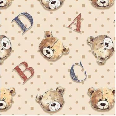 Imagem de Tecido Tricoline Estampado Ursos Fundo Bege - Coleção Teddy Bear 0,30x