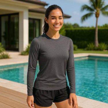 Imagem de Camiseta PROTEÇÃO SOLAR UV FEMININA Manga Longa Térmica Academia Corri