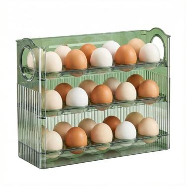 Imagem de Organizador de Ovos 3 Níveis com Bandeja Rolante - Acrílico Verde ou Transparente (irá cor sortida)