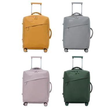 Imagem de Tourister Bagagem de tecido oxford com roda giratória silenciosa ultraleve, mala de viagem casual de 20/24/28 polegadas(Yellow,24 inches)