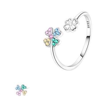 Imagem de Anel De Prata Esterlina 925 Feminino Com Design De Vaga-lume E Rosa Va